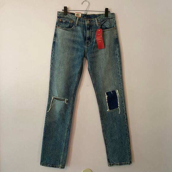 NWT Levis Men's size 31 x 32 511 Slim Distressed Jeans Retro Straight Leg Patch - Picture 1 of 13
